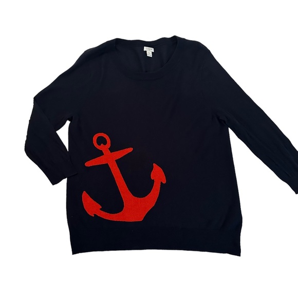 J. Crew Cotton Anchor Crewneck Sweater Size XL - Picture 8 of 17